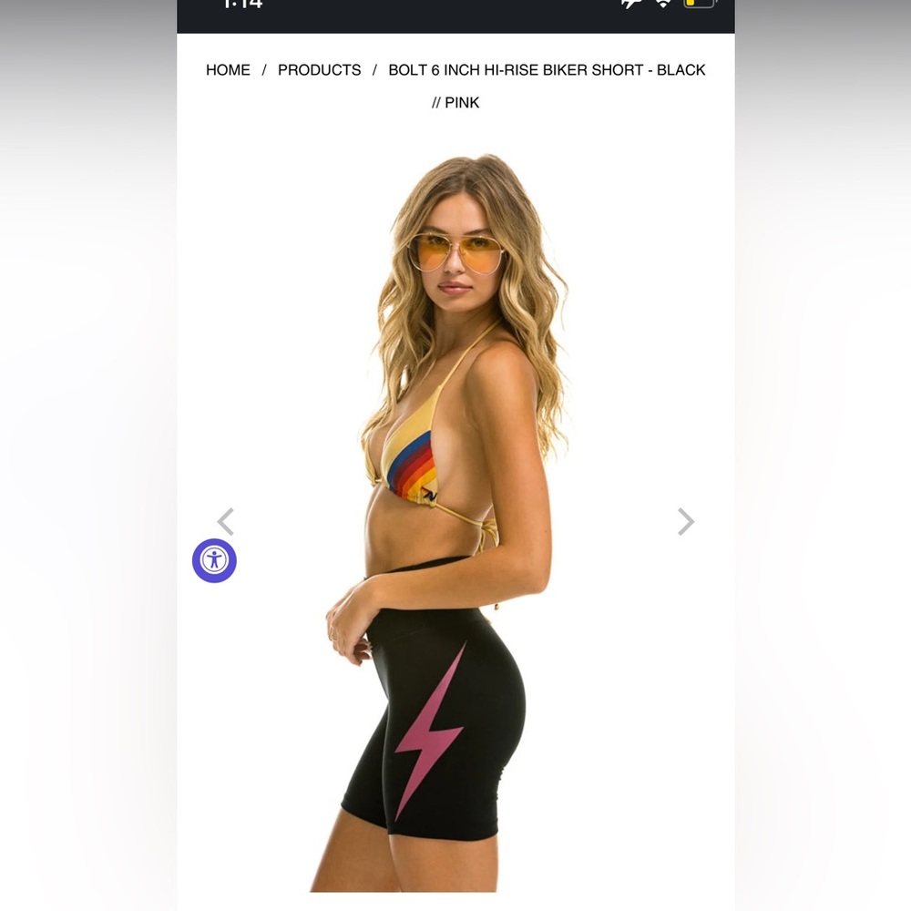 Aviator Nation Biker Shorts with Pink lightning